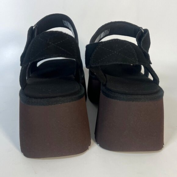 UGG New Heights Ankle Strap Sandals Black Suede Platform Sandals Size 9.5 - Picture 4 of 8